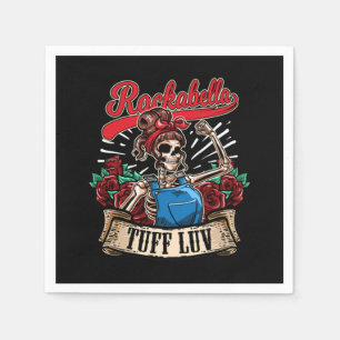 Rock n Roll Tuff Luv Rockabella Girl Skull Roses Napkin