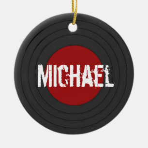 Rock N Roll Vinyl Record Personalized Ceramic Tree Decoration