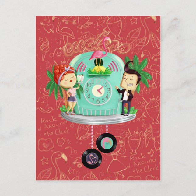 Rock ‘n’ Roll Wallclock Postcard (Front)