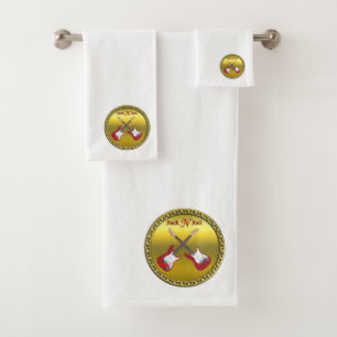 Rock N roll with electric guitars Bath Towel Set