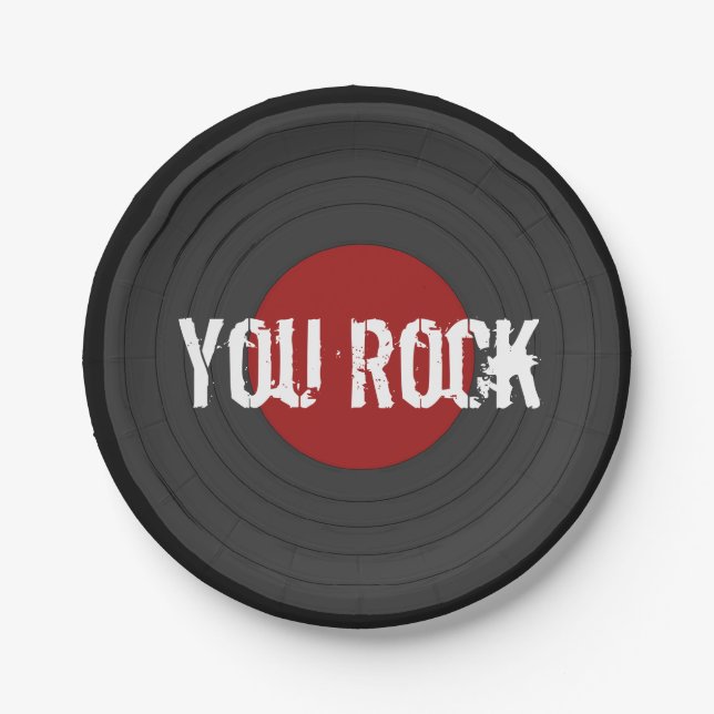 Rock N Roll YOU ROCK Round Paper Plate (Front)