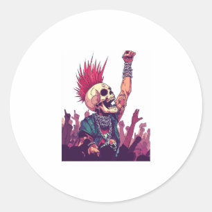 Rock N� Skull � Funny Punk Skeleton Concert Classic Round Sticker