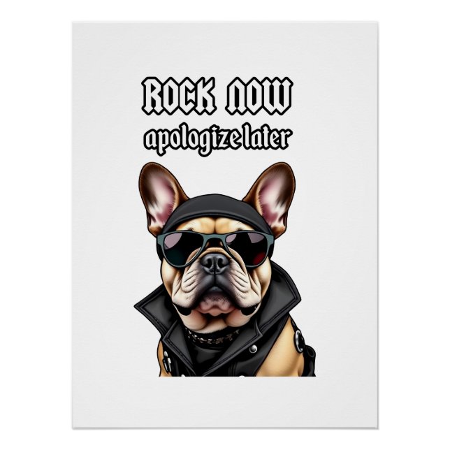 Rock now, apologise later poster (Front)