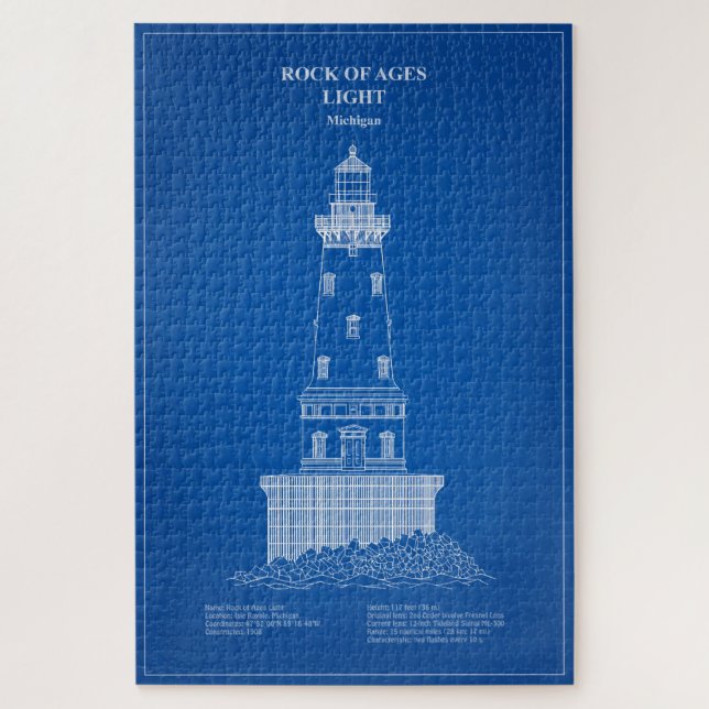 Rock of Ages Lighthouse - Michigan – AD Jigsaw Puzzle (Vertical)