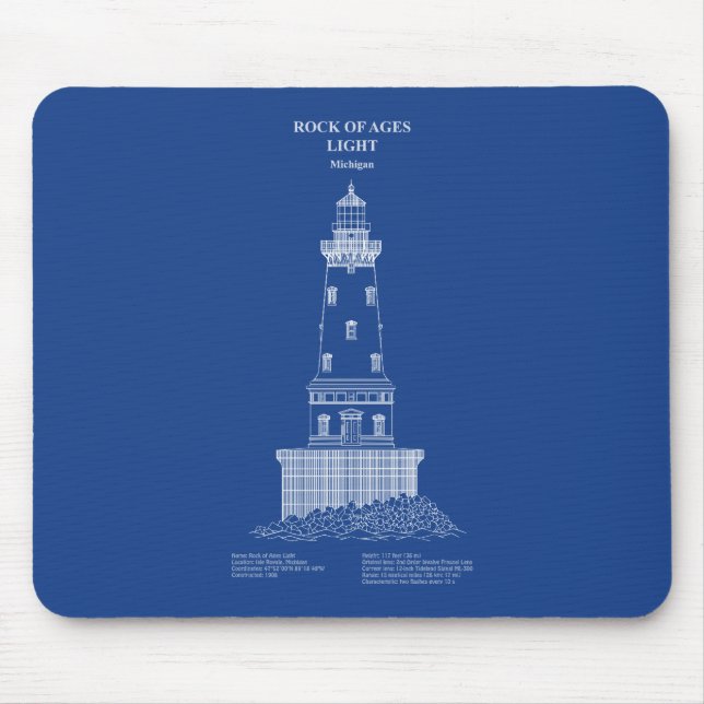 Rock of Ages Lighthouse - Michigan – AD Mouse Mat (Front)
