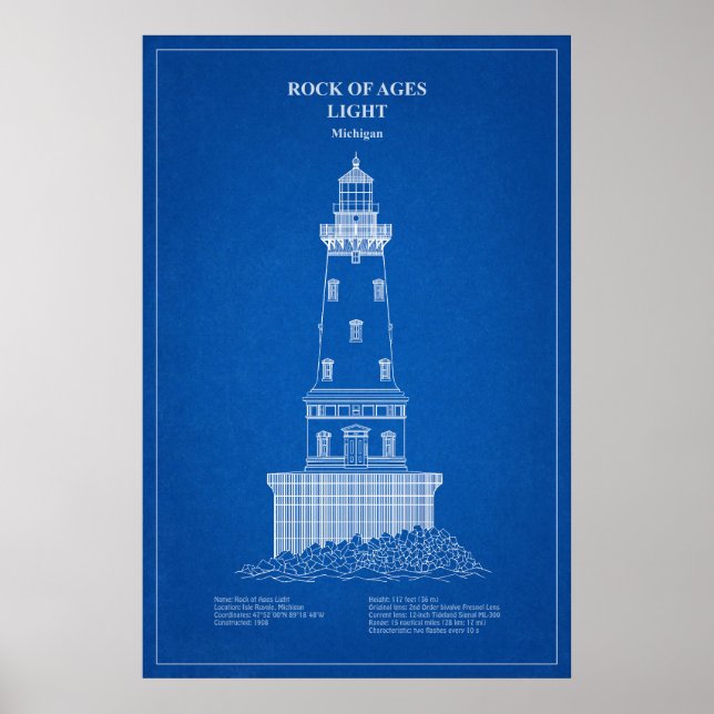 Rock of Ages Lighthouse - Michigan – AD Poster (Front)
