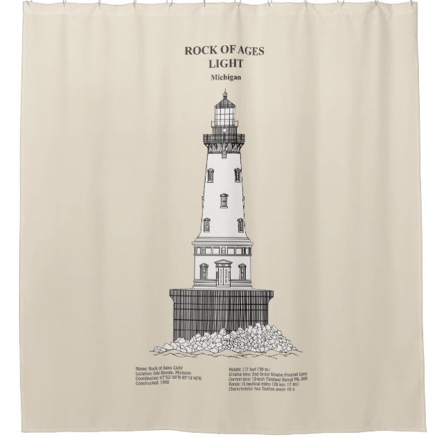 Rock of Ages Lighthouse - Michigan - SBD Shower Curtain (Front)