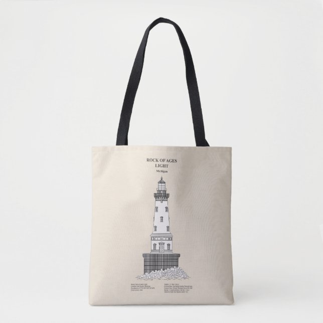 Rock of Ages Lighthouse - Michigan - SBD Tote Bag (Front)