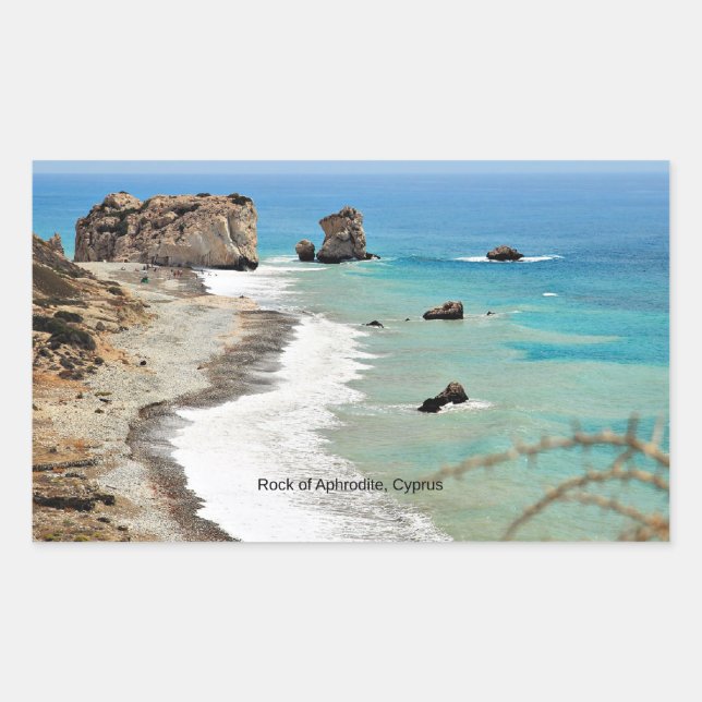 Rock of Aphrordite, Cyprus, Rectangular Sticker (Front)