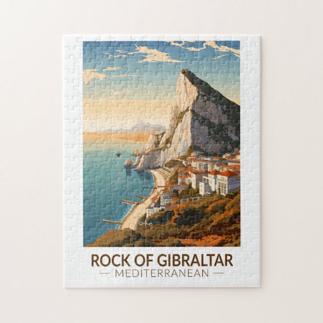 Rock of Gibraltar Travel Art Vintage Jigsaw Puzzle (Vertical)