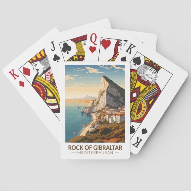 Rock of Gibraltar Travel Art Vintage Playing Cards (Back)