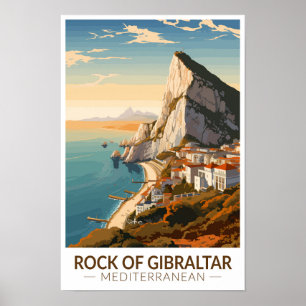 Rock of Gibraltar Travel Art Vintage Poster