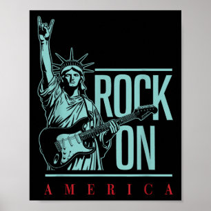 Rock On America 4th Of July Vintage Statue Of Libe Poster