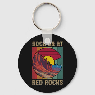 Rock On At Red Rocks Hiking Outdoors Colorado Flag Key Ring