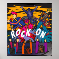 “Rock On” Band Concert Music Art Poster