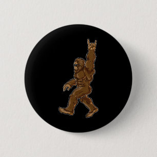 Rock On Bigfoot Sasquatch Loves Rock And Roll Sung 6 Cm Round Badge