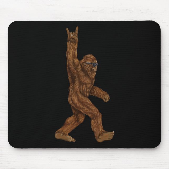 Rock On Bigfoot Sasquatch Loves Rock And Roll Sung Mouse Mat (Front)