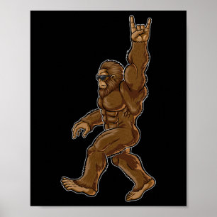 Rock On Bigfoot Sasquatch Loves Rock And Roll Sung Poster