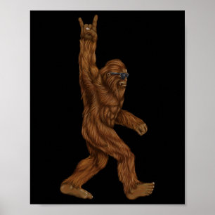 Rock On Bigfoot Sasquatch Loves Rock And Roll Sung Poster