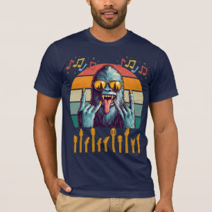 Rock On Bigfoot Sasquatch Loves Rock And Roll Sung T-Shirt