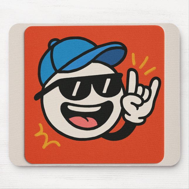 Rock on - Cartoon Sticker😎 Mouse Mat (Front)