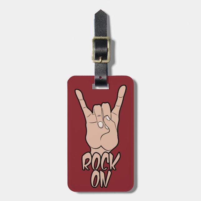 Rock On custom luggage tag (Front Vertical)