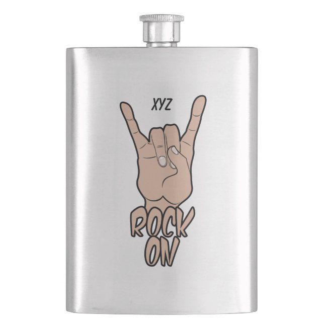ROCK ON custom monogram flask (Front)