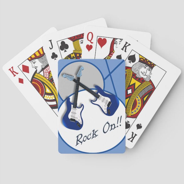 Rock On Double Blue Guitar Playing Cards (Back)