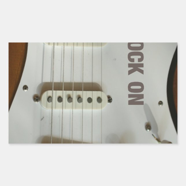 Rock On Electric Guitar Rectangular Sticker (Front)