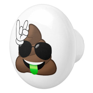 Rock On Emoji Poop Ceramic Knob