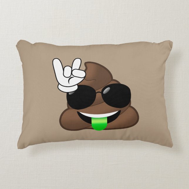 Rock On Emoji Poop Decorative Cushion (Front)