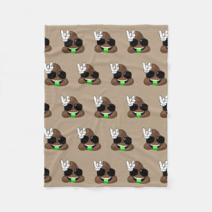 Rock On Emoji Poop Fleece Blanket