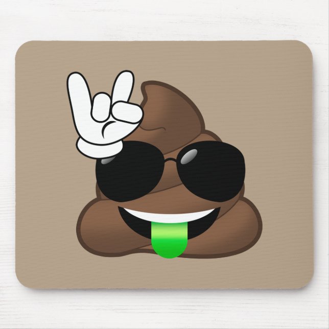 Rock On Emoji Poop Mouse Mat (Front)