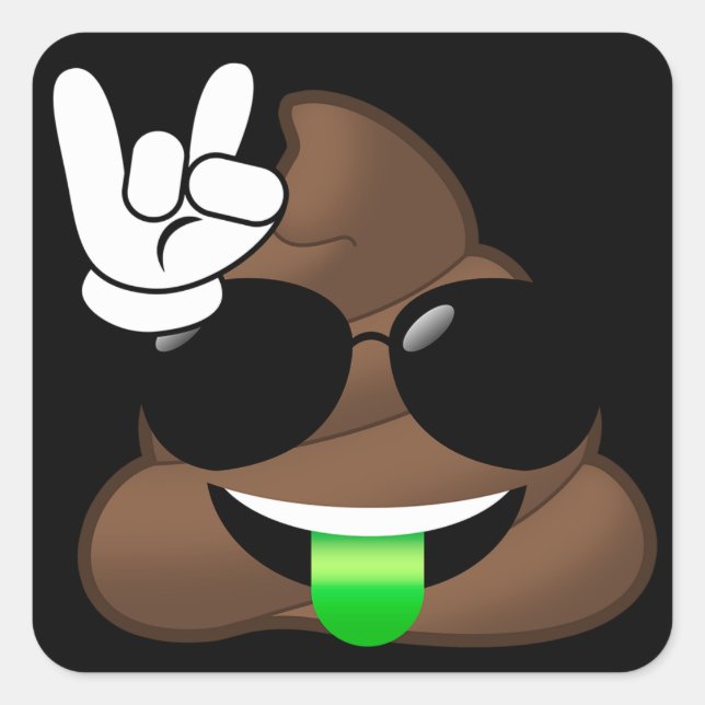 Rock On Emoji Poop Square Sticker (Front)