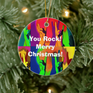 Rock On Everyone - You Rock Hand Signs Ceramic Tree Decoration