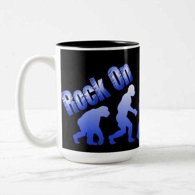 Rock On Evolution Of Rock Blue Logo Mug (Left)