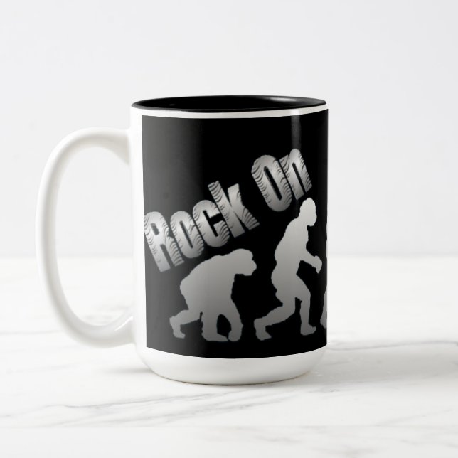 Rock On Evolution Of Rock Silver Logo Mug (Left)