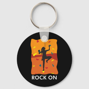 Rock On Girl Wall Climbing Secure Bouldering Proud Key Ring