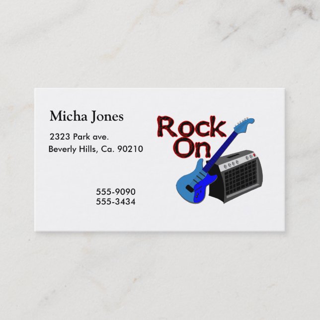 Rock On Guitar & Amp Business Card (Front)