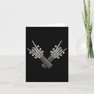 Rock On Guitar Neck Rock And Roll Halloween Skelet Card