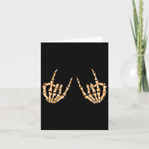 Rock On Halloween Chequered Pattern Skeleton Hand Card