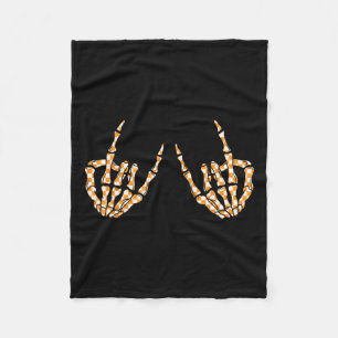 Rock On Halloween Chequered Pattern Skeleton Hand Fleece Blanket