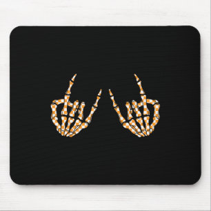 Rock On Halloween Chequered Pattern Skeleton Hand Mouse Mat