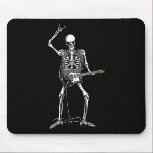 Rock On Halloween Skeleton Guitarist Rock And Roll Mouse Mat