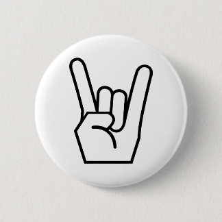 Rock on hand sign 6 cm round badge