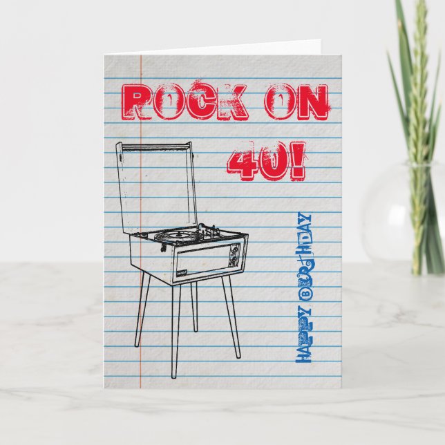 Rock on! Happy 40th Birthday card (Front)