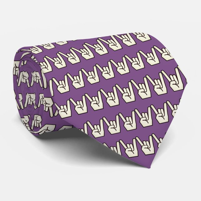 Rock On Hard Rock Gesture Necktie Tie Father Dad (Rolled)