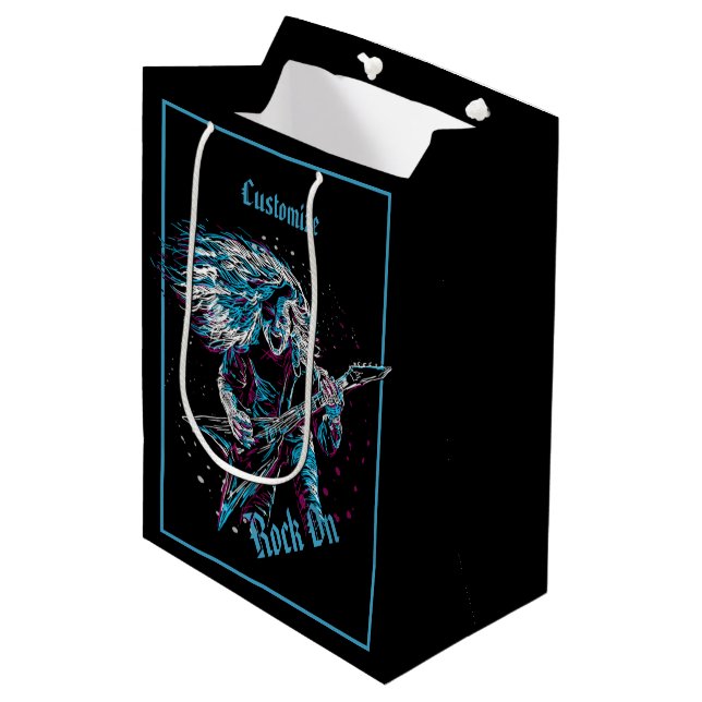 Rock On Heavy Metal Black Medium Gift Bag (Front Angled)