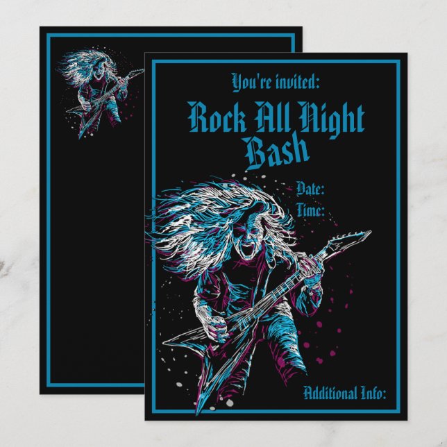 Rock On Heavy Metal Invitation (Front/Back)