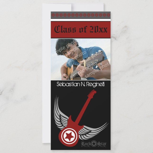 Rock on! Hip Graduation Announcement (red) (Front)